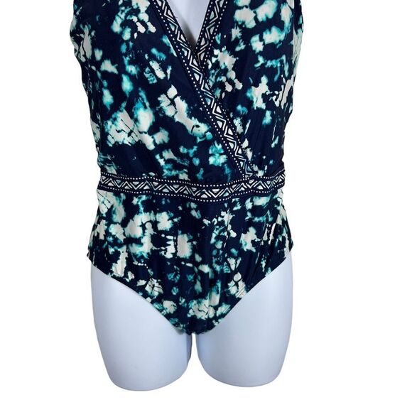 Jantzen Bleach Tie Dye Print Racerback Bathing Suit with Liw Back - Picture 3 of 11